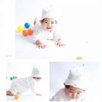 Aenak 日本制新生儿帽子 - 白色